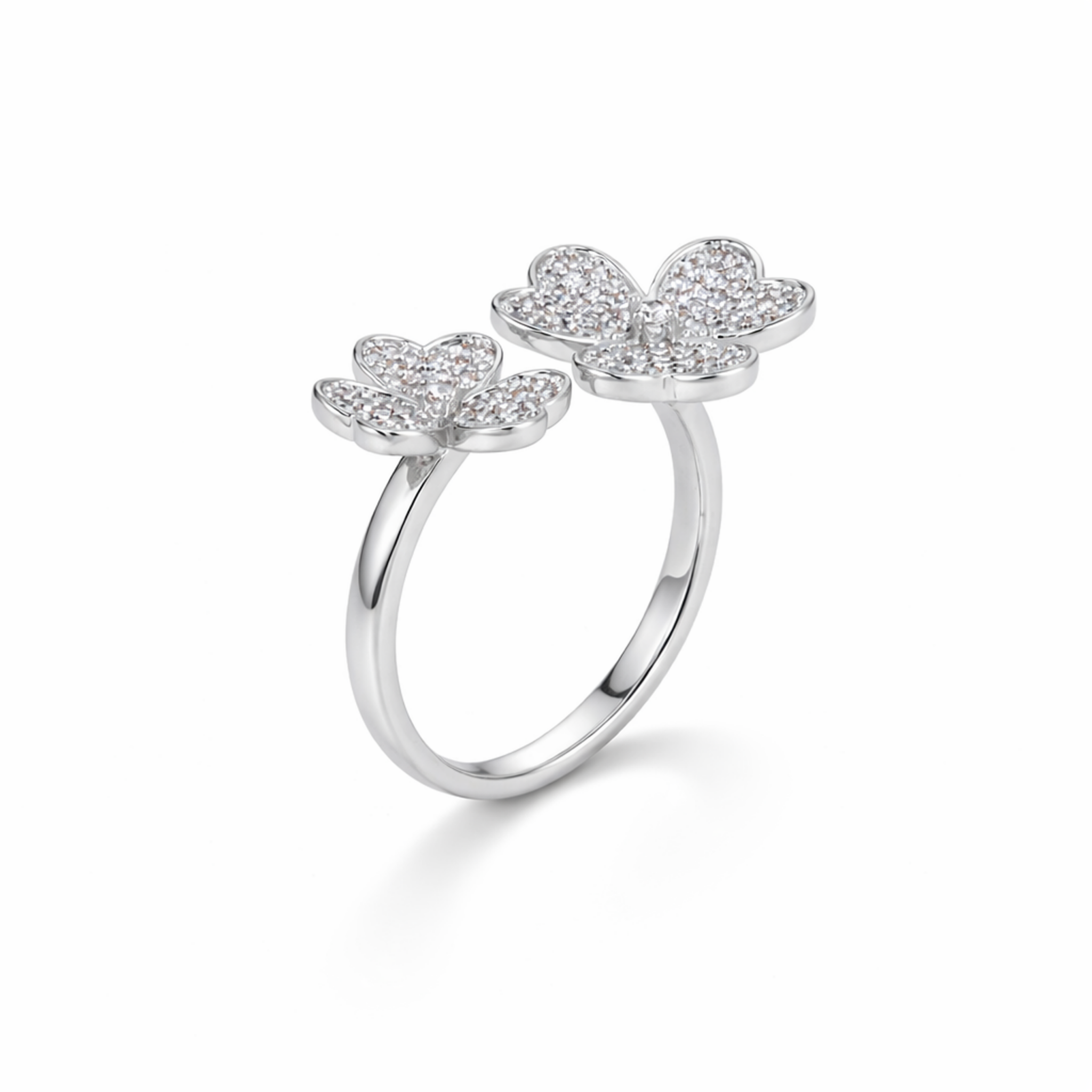 Double Clover Pavé Ring