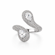 Twin Teardrop Pavé Bypass Ring