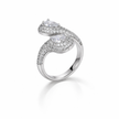 Twin Teardrop Pavé Bypass Ring