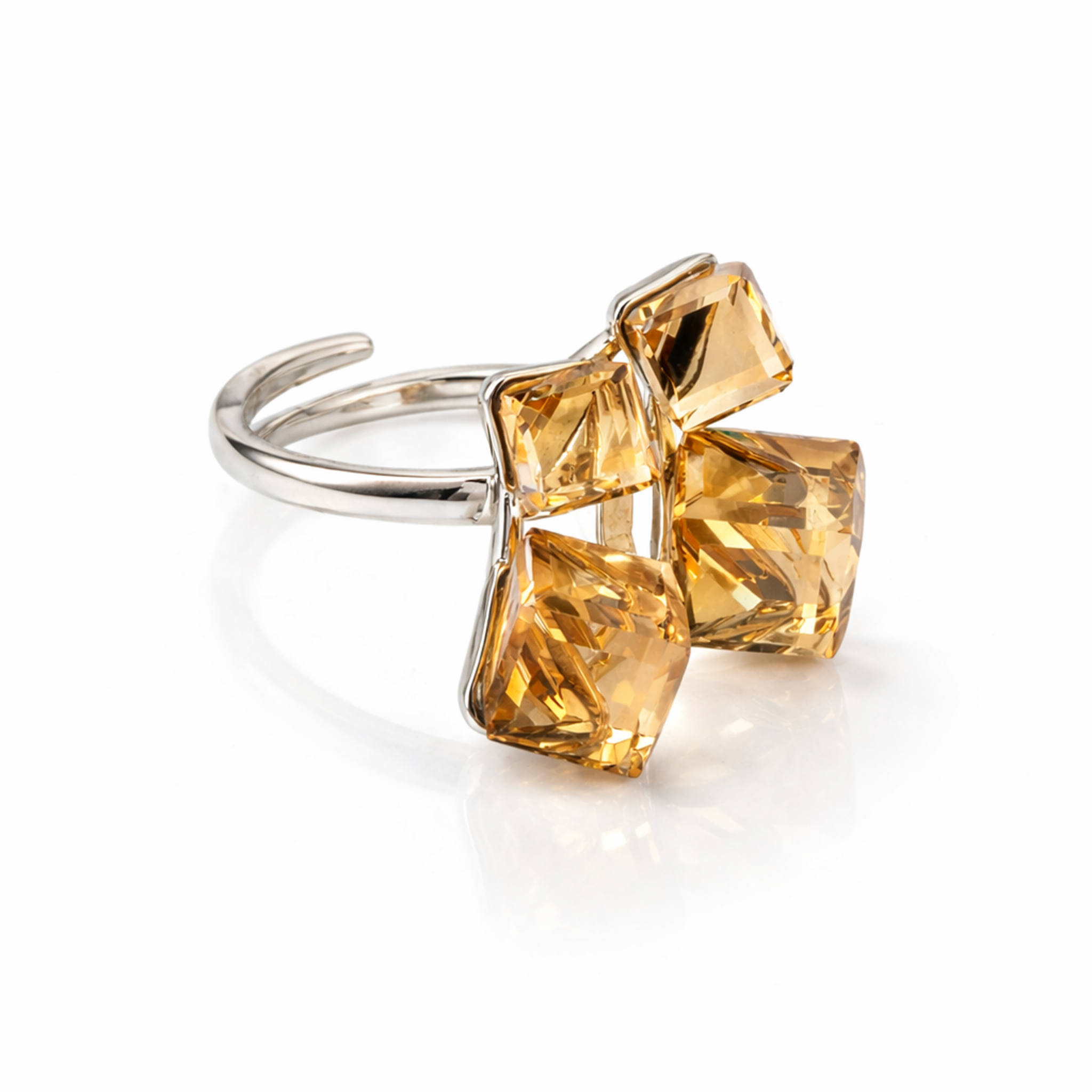Amber Cube Cluster Ring