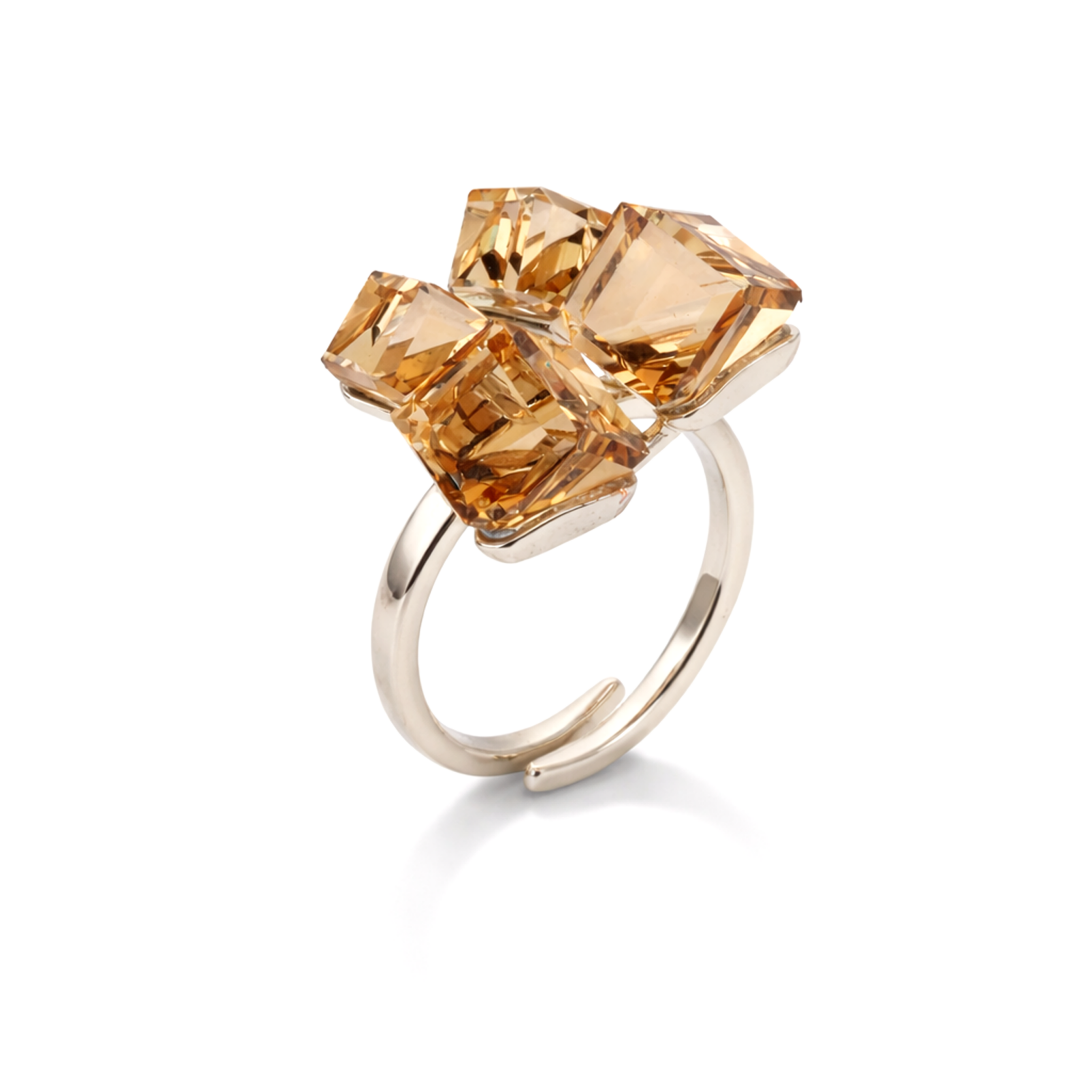 Amber Cube Cluster Ring