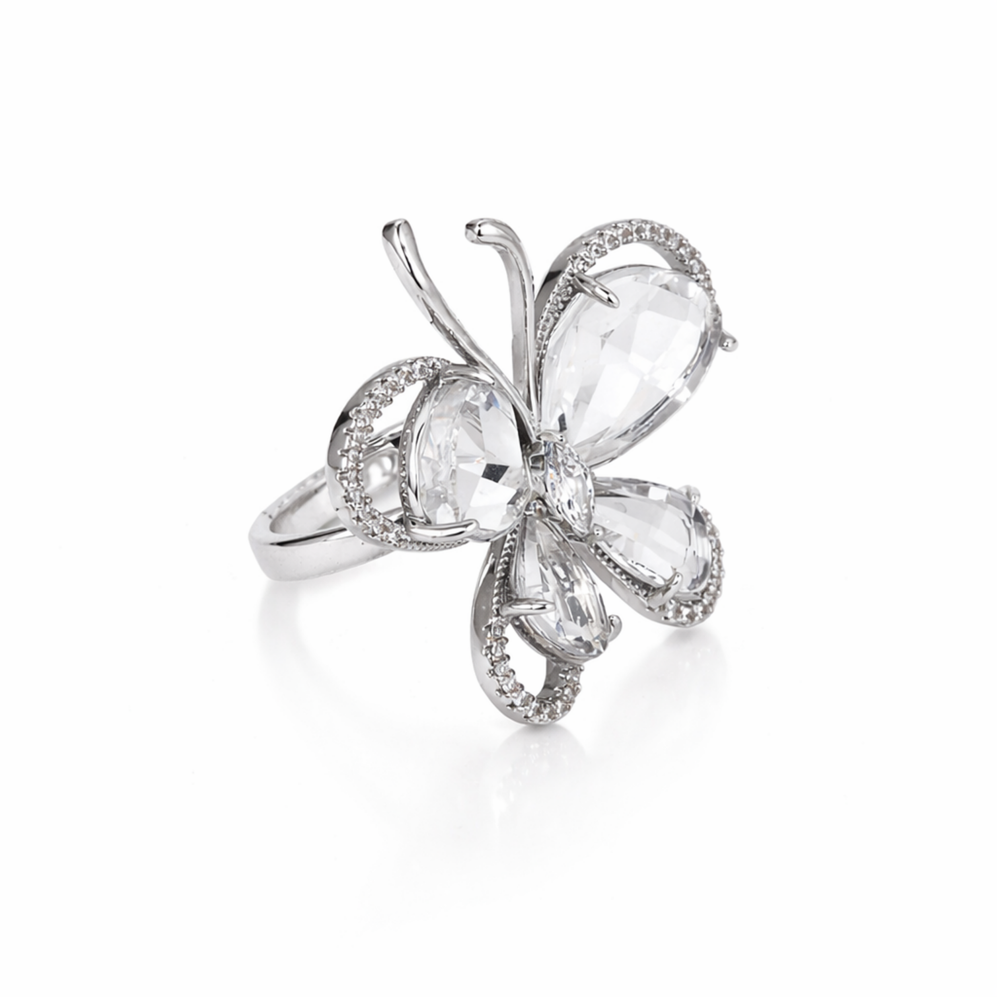 Crystal Butterfly Statement Ring