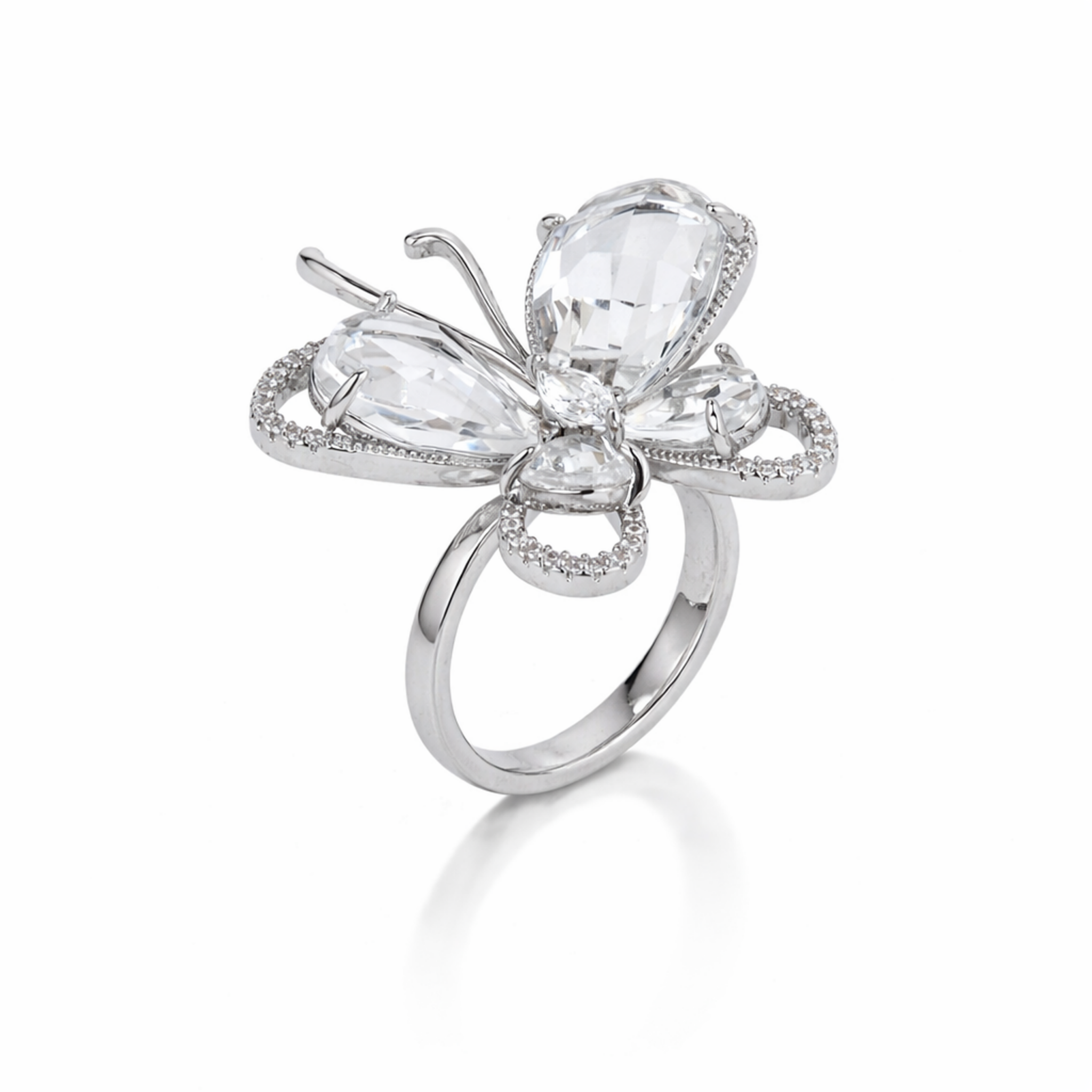 Crystal Butterfly Statement Ring