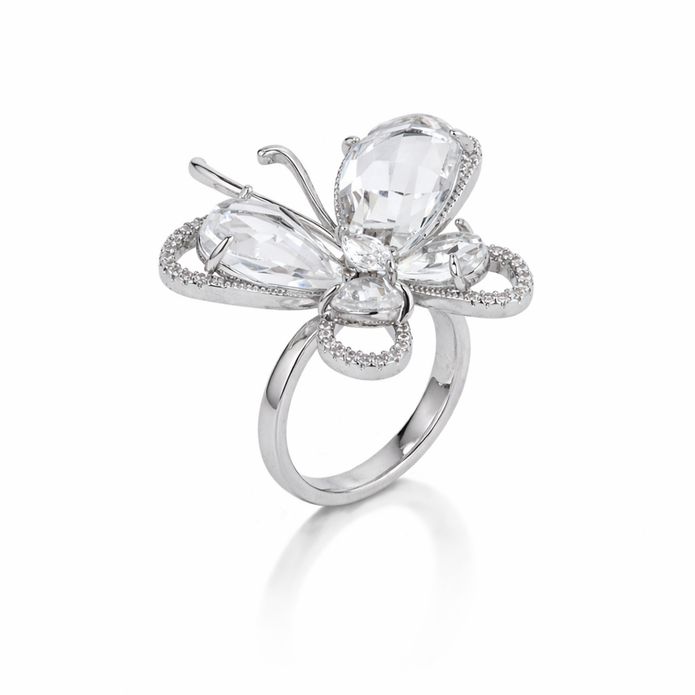 Crystal Butterfly Statement Ring