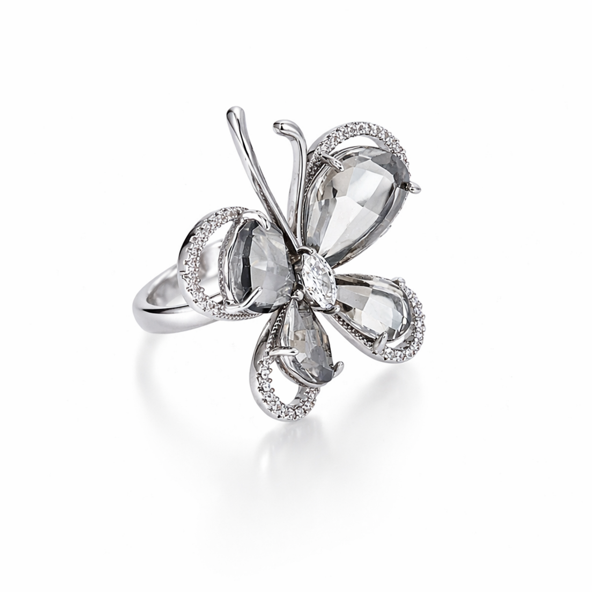 Smoky Butterfly Statement Ring