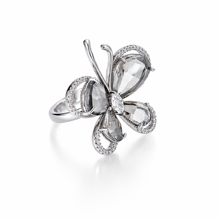 Smoky Butterfly Statement Ring