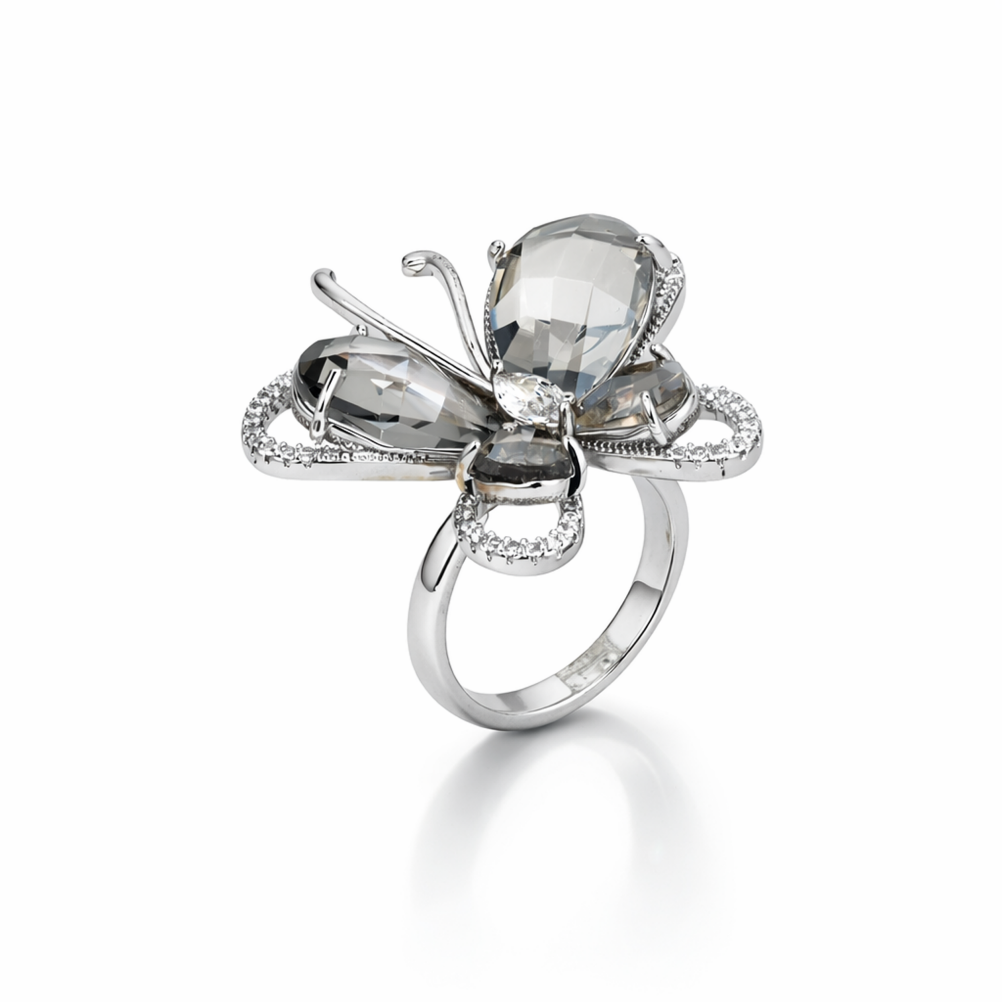 Smoky Butterfly Statement Ring