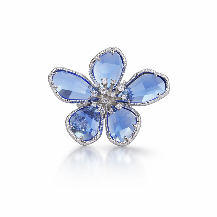 Azure Bloom Flower Ring