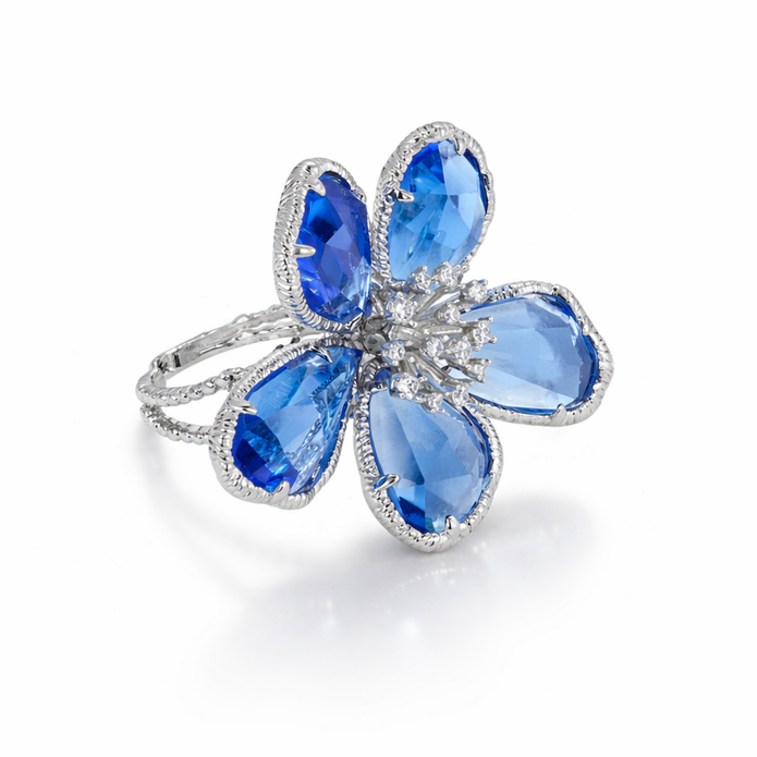 Azure Bloom Flower Ring