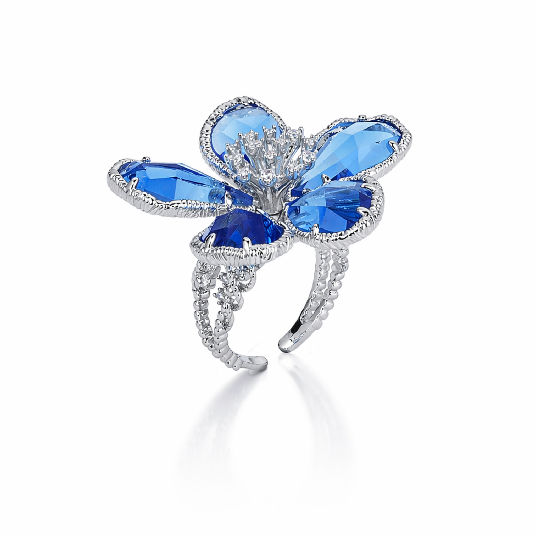 Azure Bloom Flower Ring
