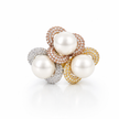 Tri-Gold Pearl Cluster Ring