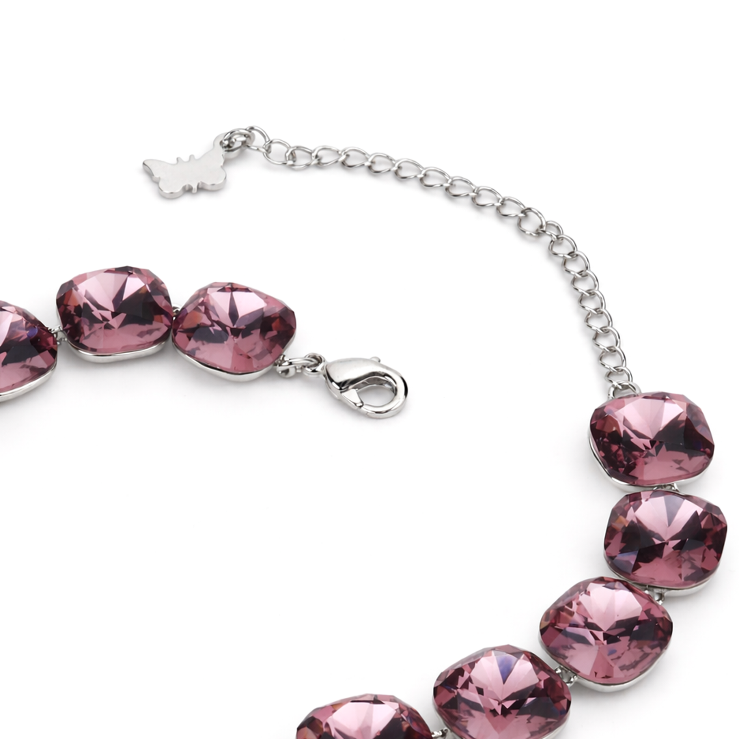 Cushion-cut crystal adjustable bracelet — variable colour - Rose pink
