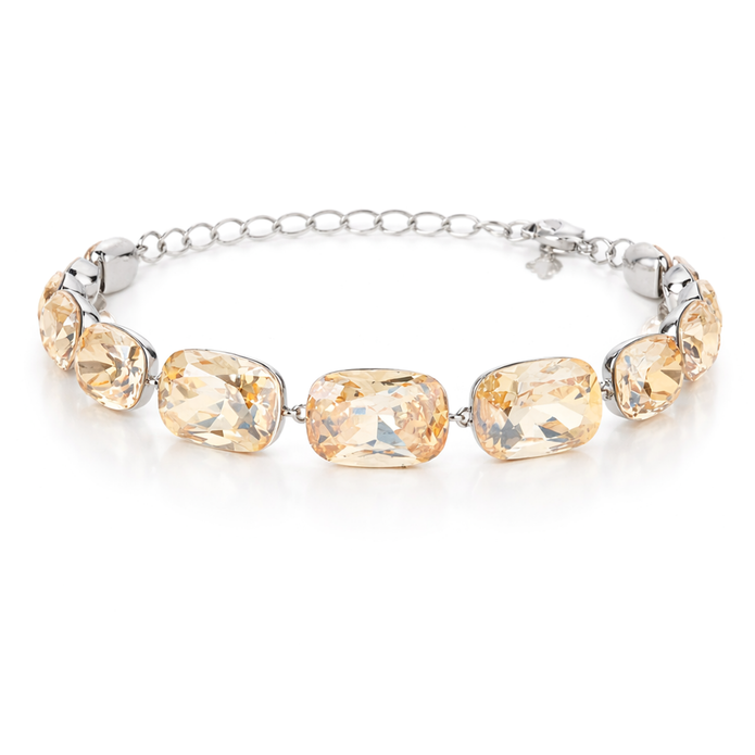 Cushion-cut crystal adjustable bracelet — variable colour - Citrine