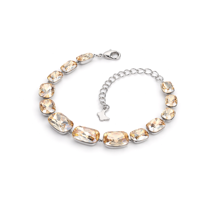 Cushion-cut crystal adjustable bracelet — variable colour - Citrine