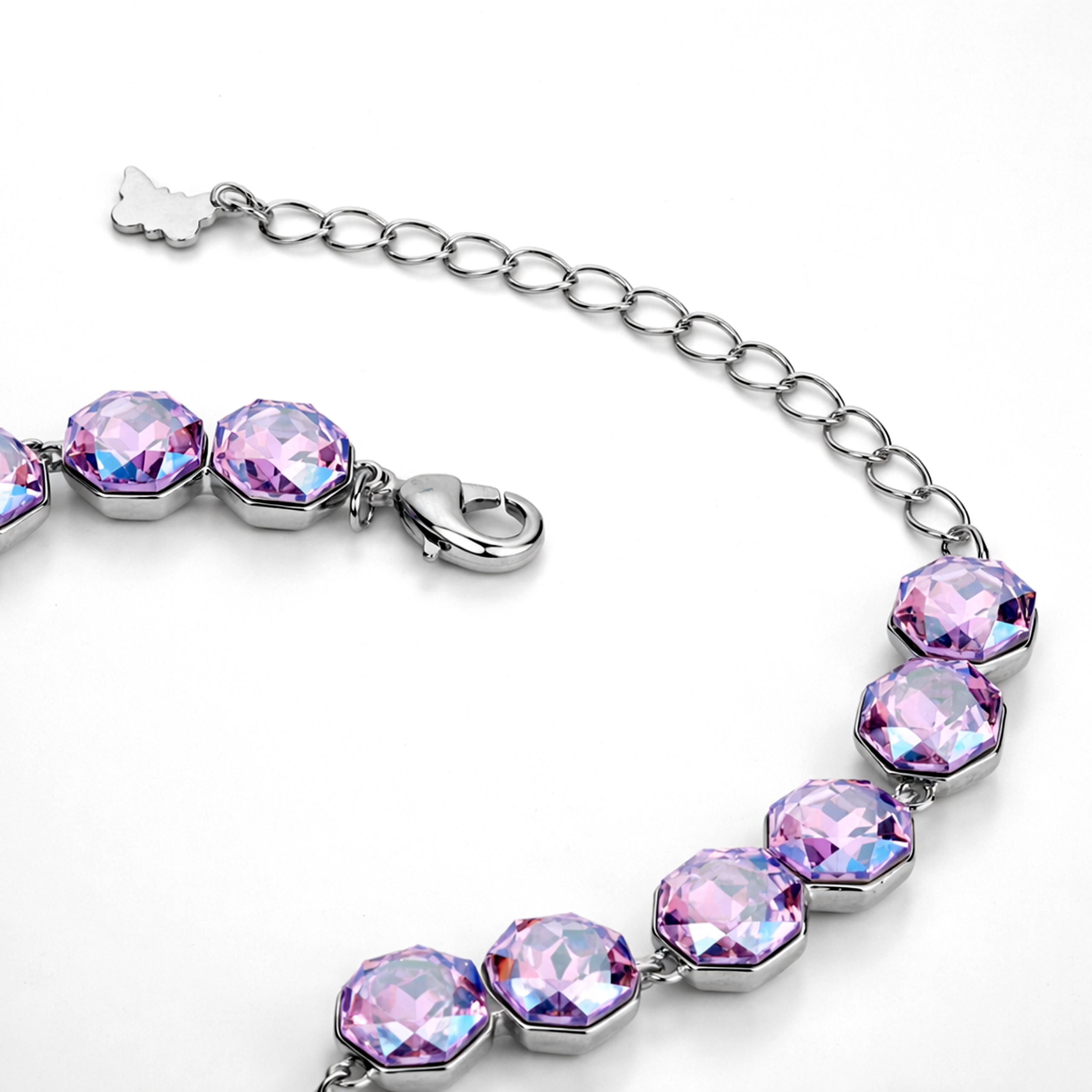 Octagonal crystal adjustable bracelet — variable colour - Lavender