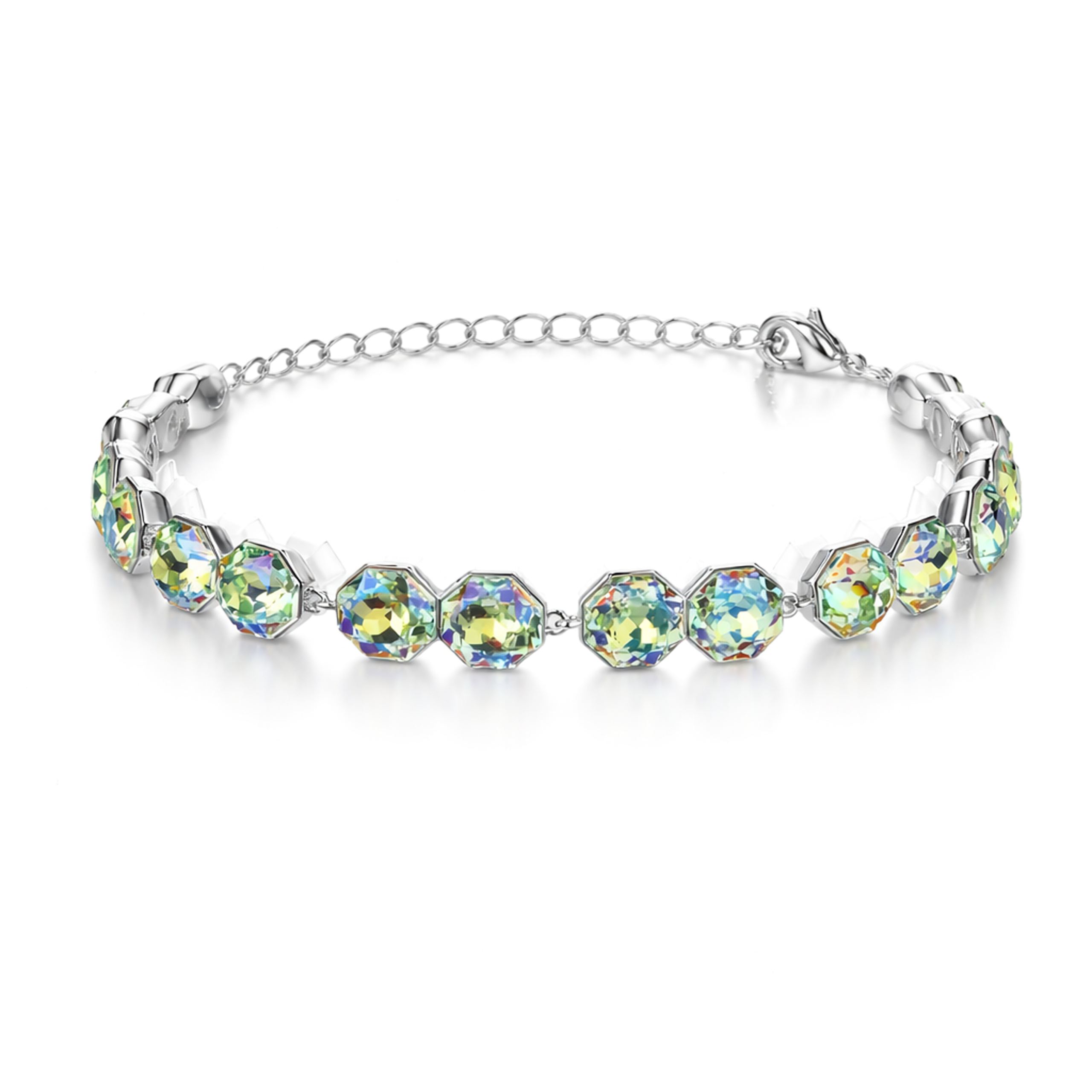 Octagonal crystal adjustable bracelet — variable colour - Aurora