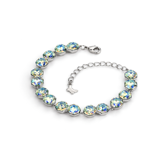 Octagonal crystal adjustable bracelet — variable colour - Aurora