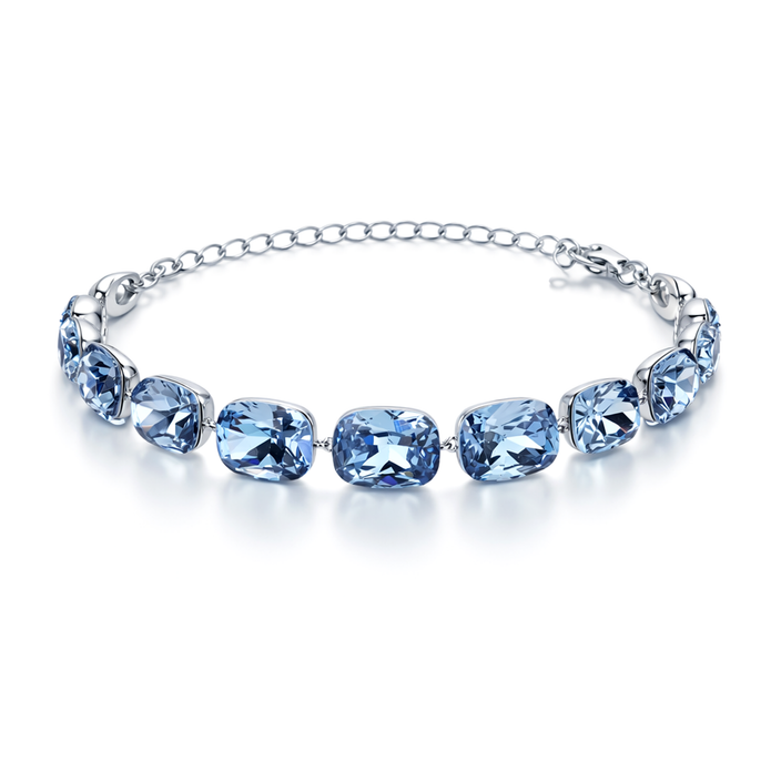 Cushion-cut crystal adjustable bracelet — variable colour - Sky Blue