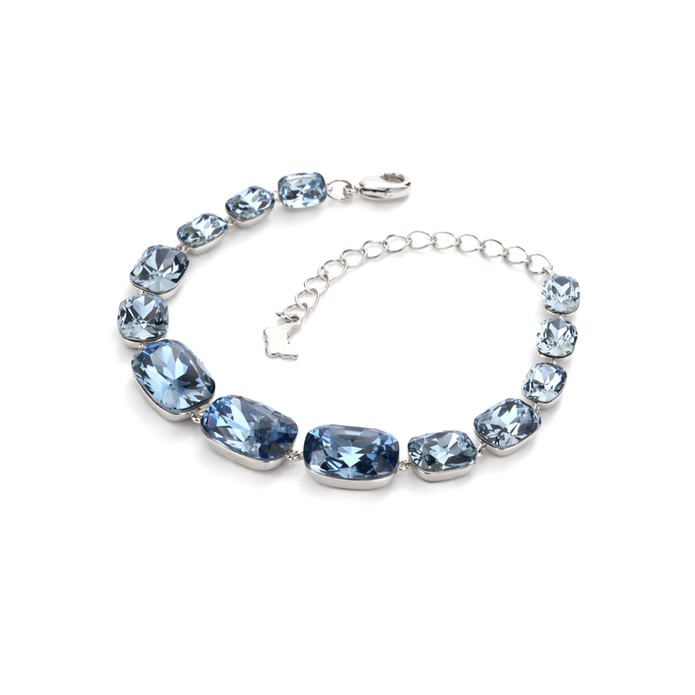 Cushion-cut crystal adjustable bracelet — variable colour - Sky Blue