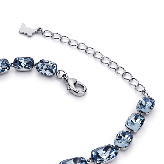 Cushion-cut crystal adjustable bracelet — variable colour - Sky Blue