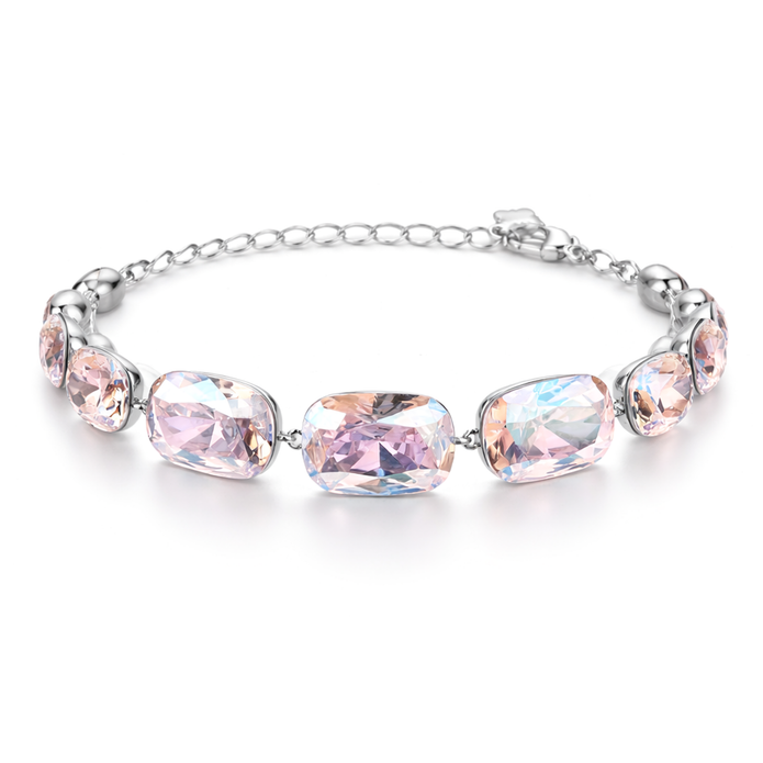 Cushion-cut crystal adjustable bracelet — variable colour - Aurora