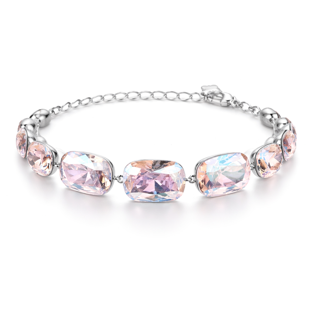 Cushion-cut crystal adjustable bracelet — variable colour - Aurora