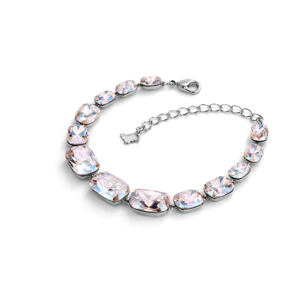 Cushion-cut crystal adjustable bracelet — variable colour - Aurora
