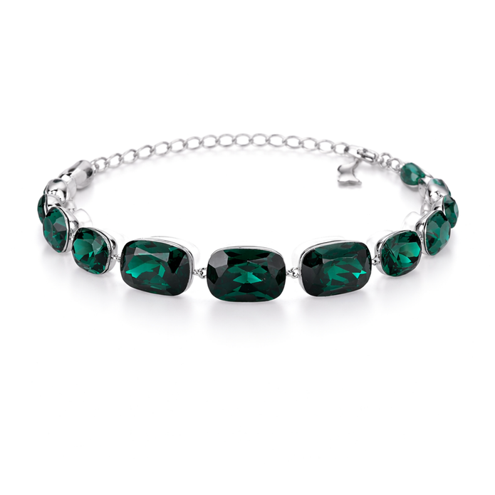 Cushion-cut crystal adjustable bracelet — variable colour - Emerald Green