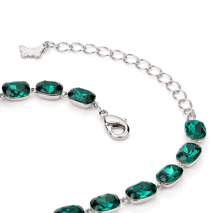 Cushion-cut crystal adjustable bracelet — variable colour - Emerald Green