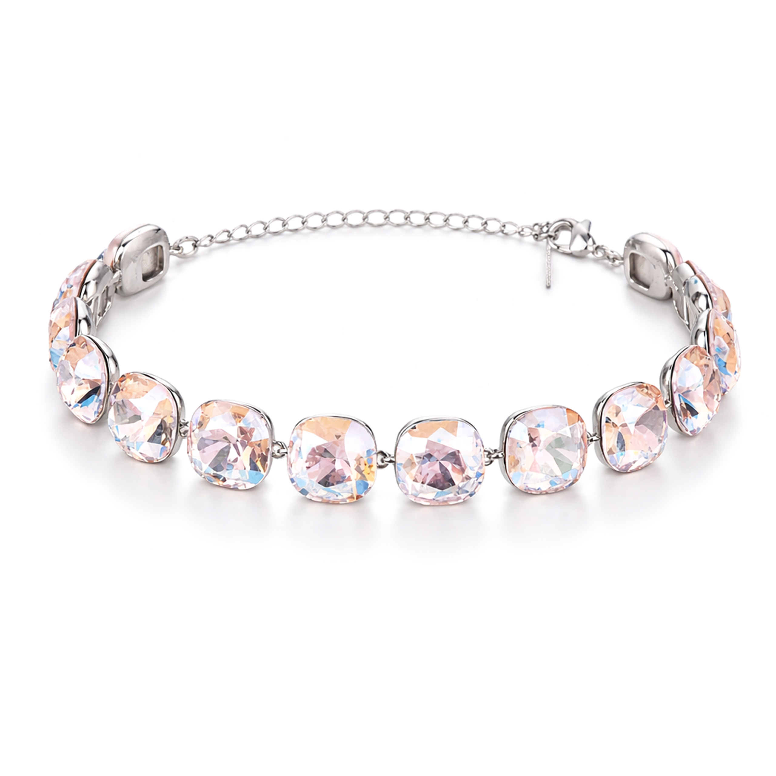 Cushion-cut crystal adjustable bracelet — variable colour - Aurora