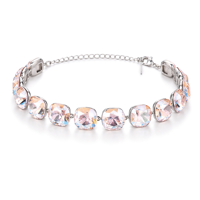 Cushion-cut crystal adjustable bracelet — variable colour - Aurora