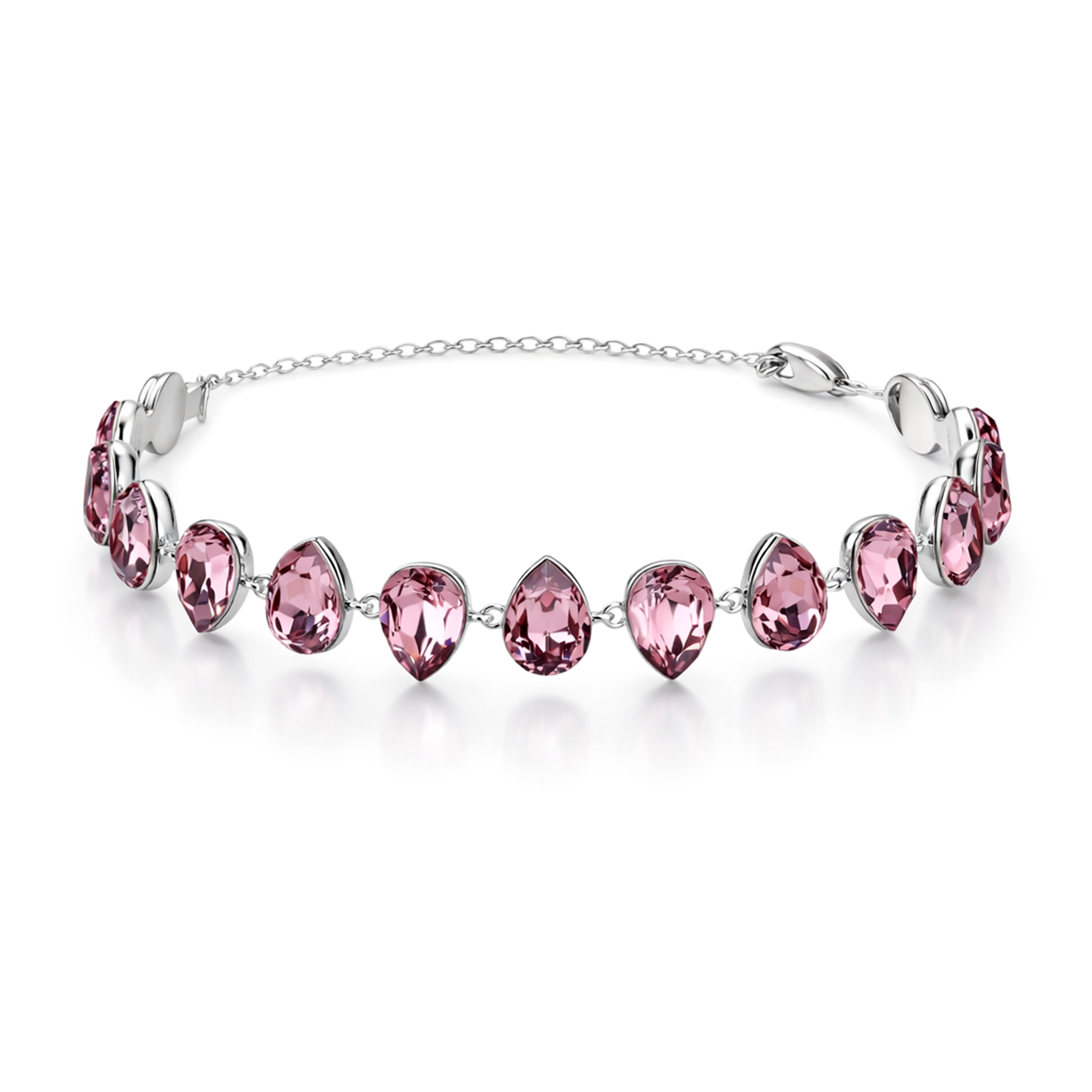 Pear-cut crystal adjustable bracelet — variable colour - Rose pink