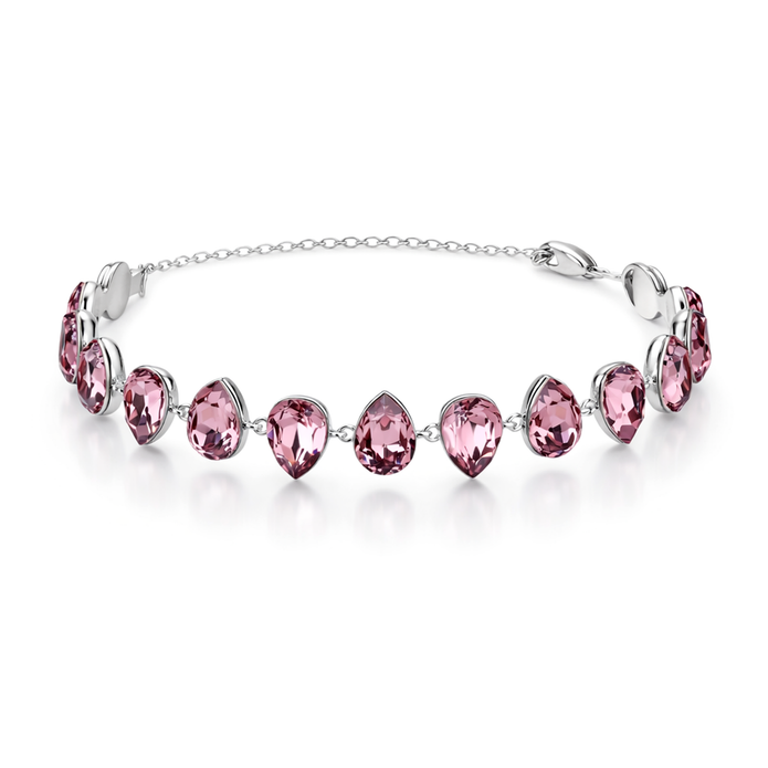 Pear-cut crystal adjustable bracelet — variable colour - Rose pink