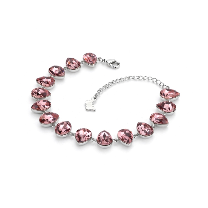 Pear-cut crystal adjustable bracelet — variable colour - Rose pink