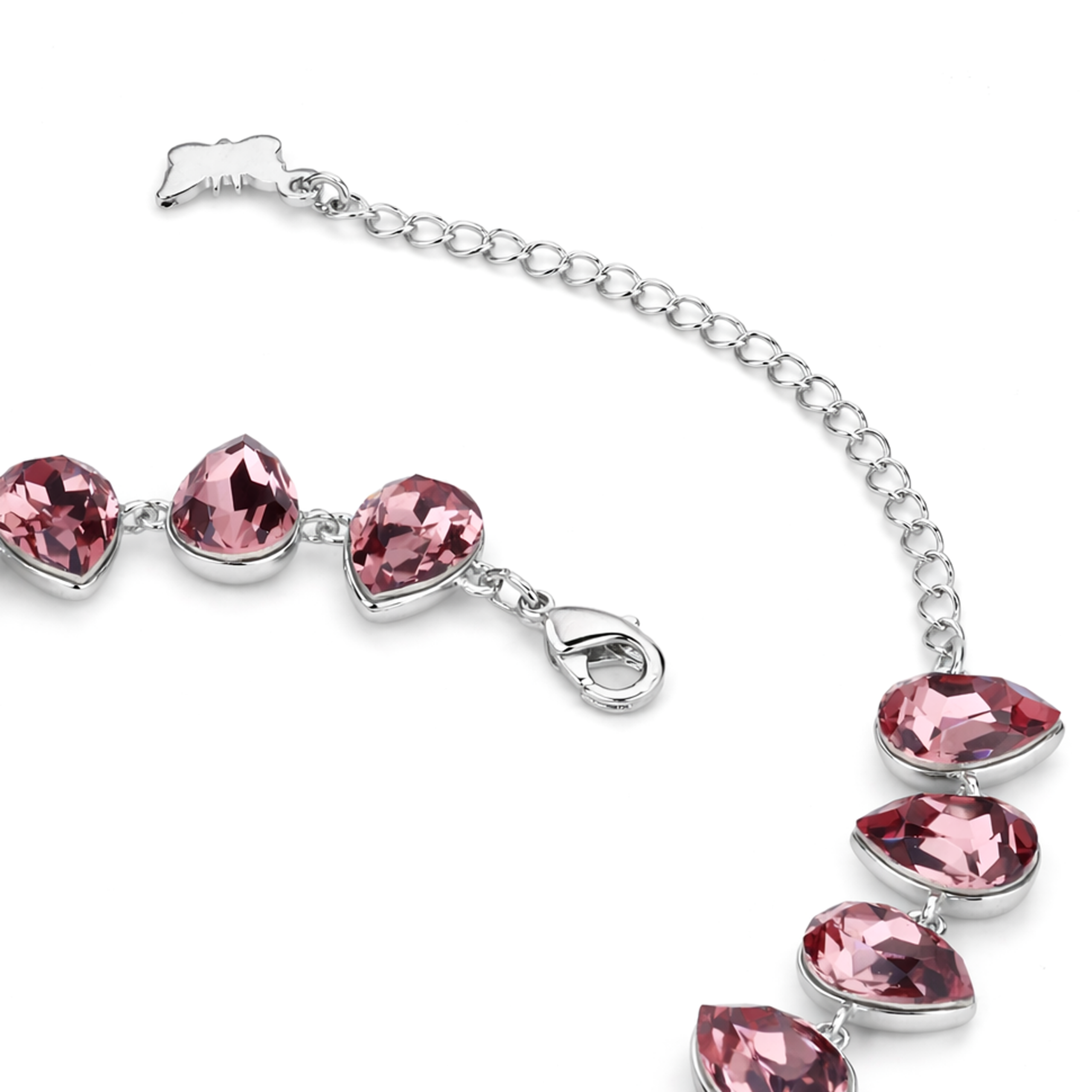 Pear-cut crystal adjustable bracelet — variable colour - Rose pink