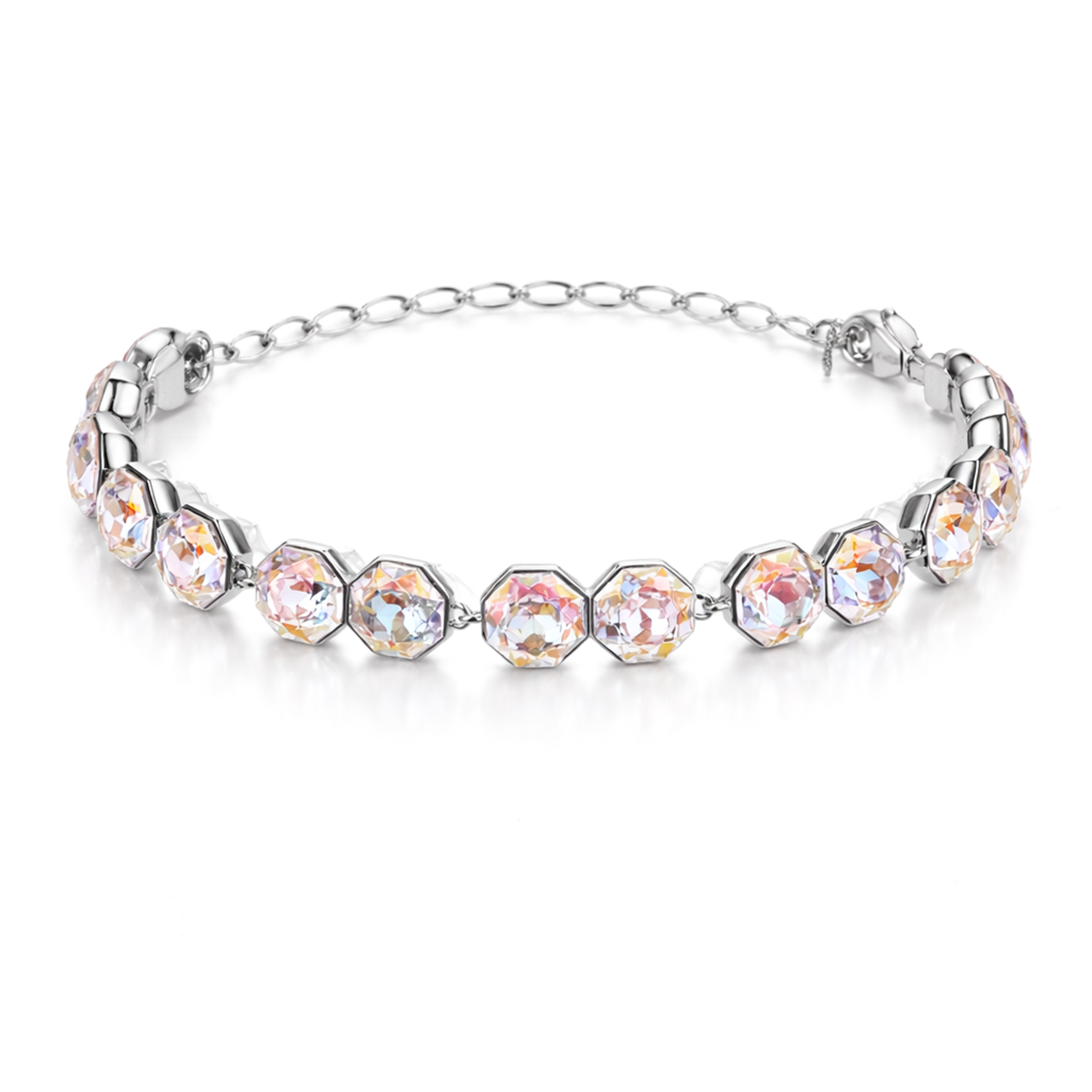 Octagonal crystal adjustable bracelet — variable colour - Aurora