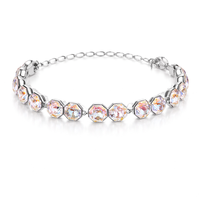 Octagonal crystal adjustable bracelet — variable colour - Aurora