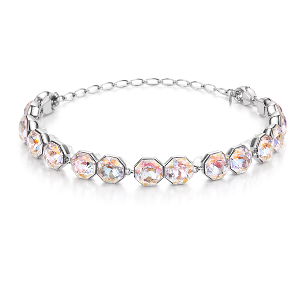 Octagonal crystal adjustable bracelet — variable colour - Aurora