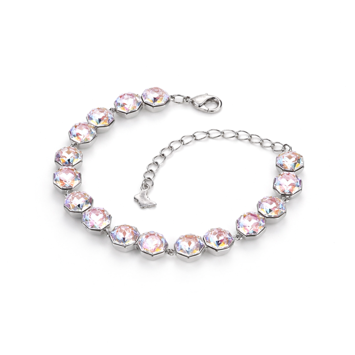 Octagonal crystal adjustable bracelet — variable colour - Aurora