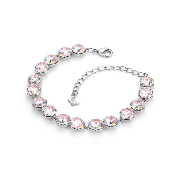 Octagonal crystal adjustable bracelet — variable colour - Aurora