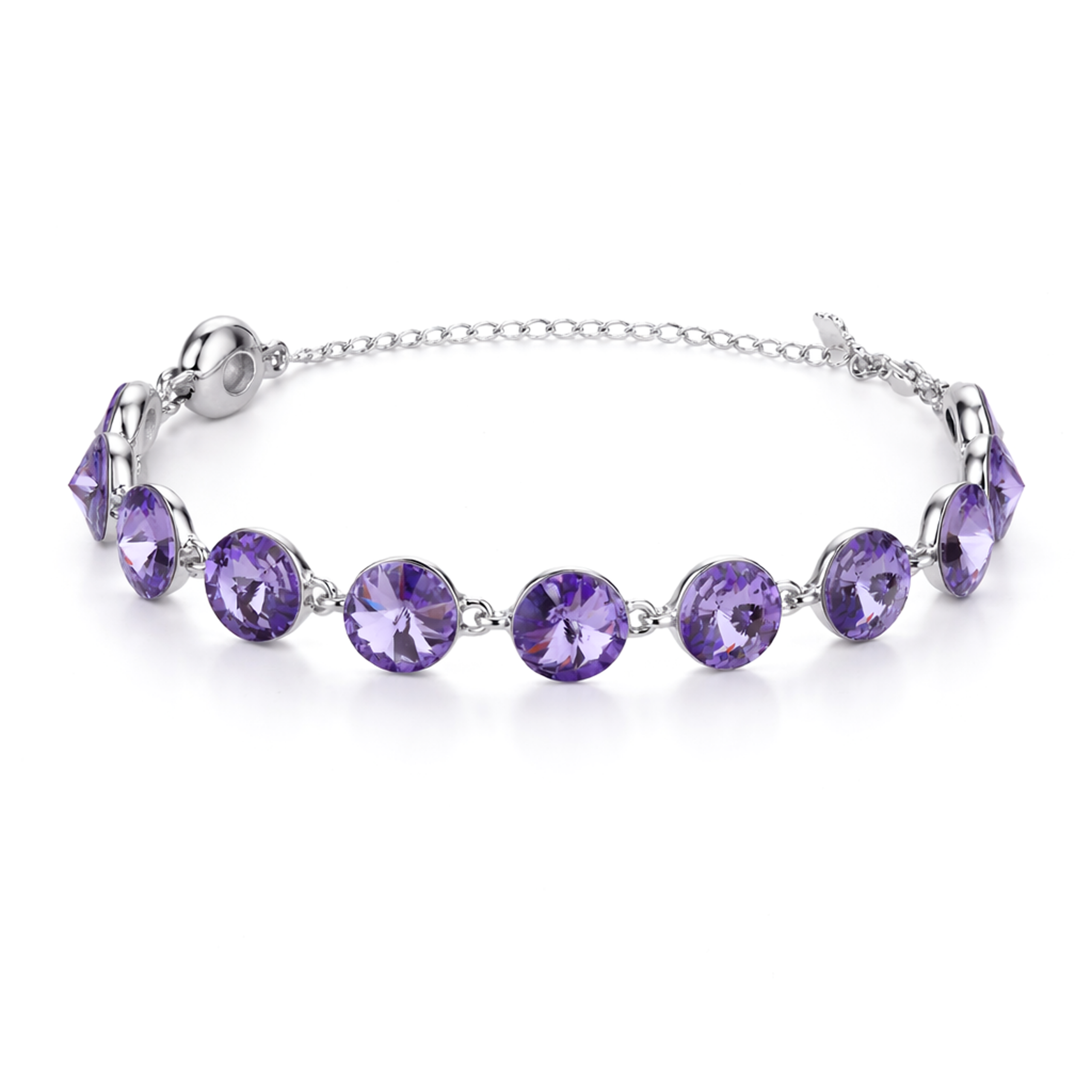 Rivoli crystal adjustable bracelet — variable colour - Amethyst