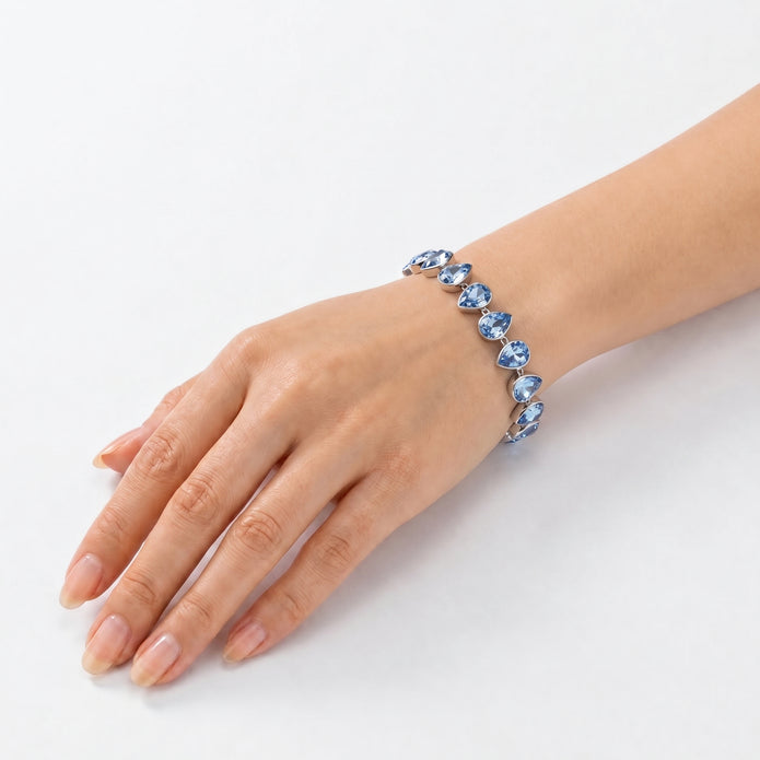 Pear-cut crystal adjustable bracelet — variable colour - Sky Blue