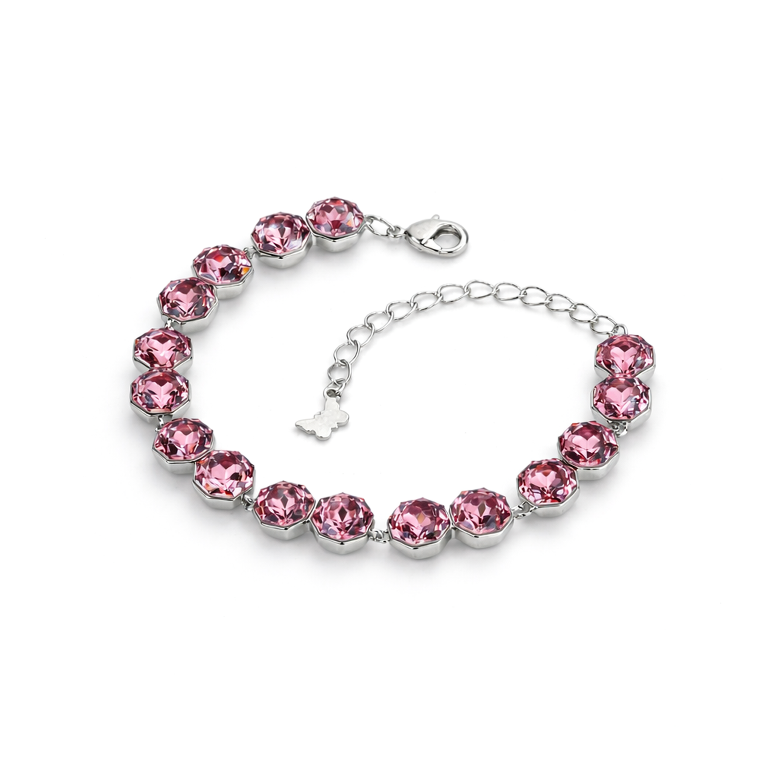 Octagonal crystal adjustable bracelet — variable colour - Rose pink