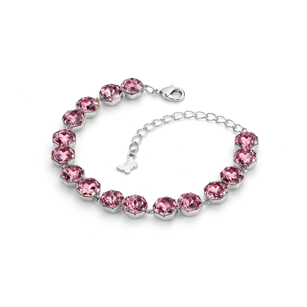 Octagonal crystal adjustable bracelet — variable colour - Rose pink