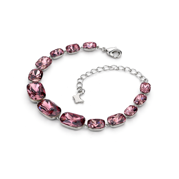 Cushion-cut crystal adjustable bracelet — variable colour - Mauve