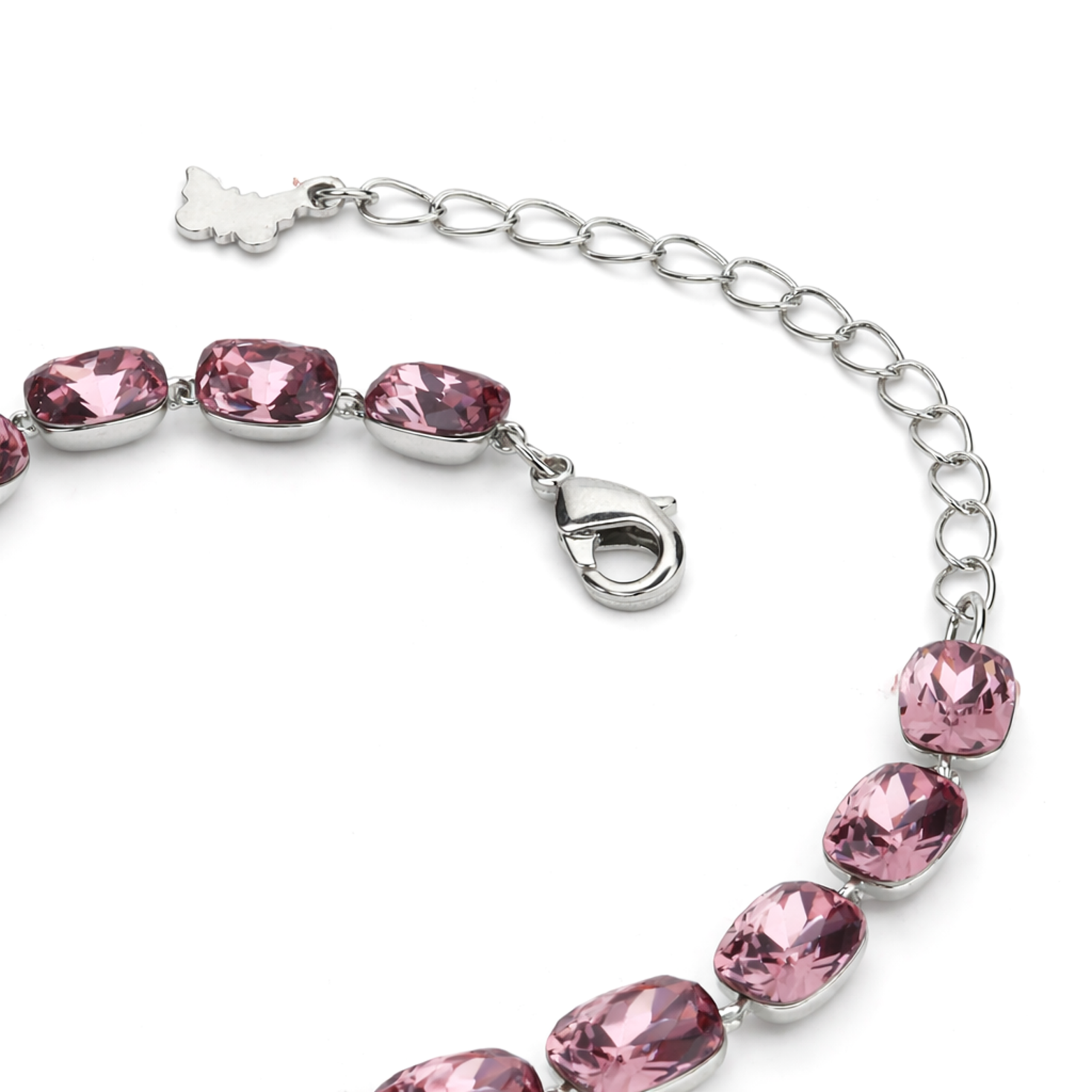 Cushion-cut crystal adjustable bracelet — variable colour - Mauve
