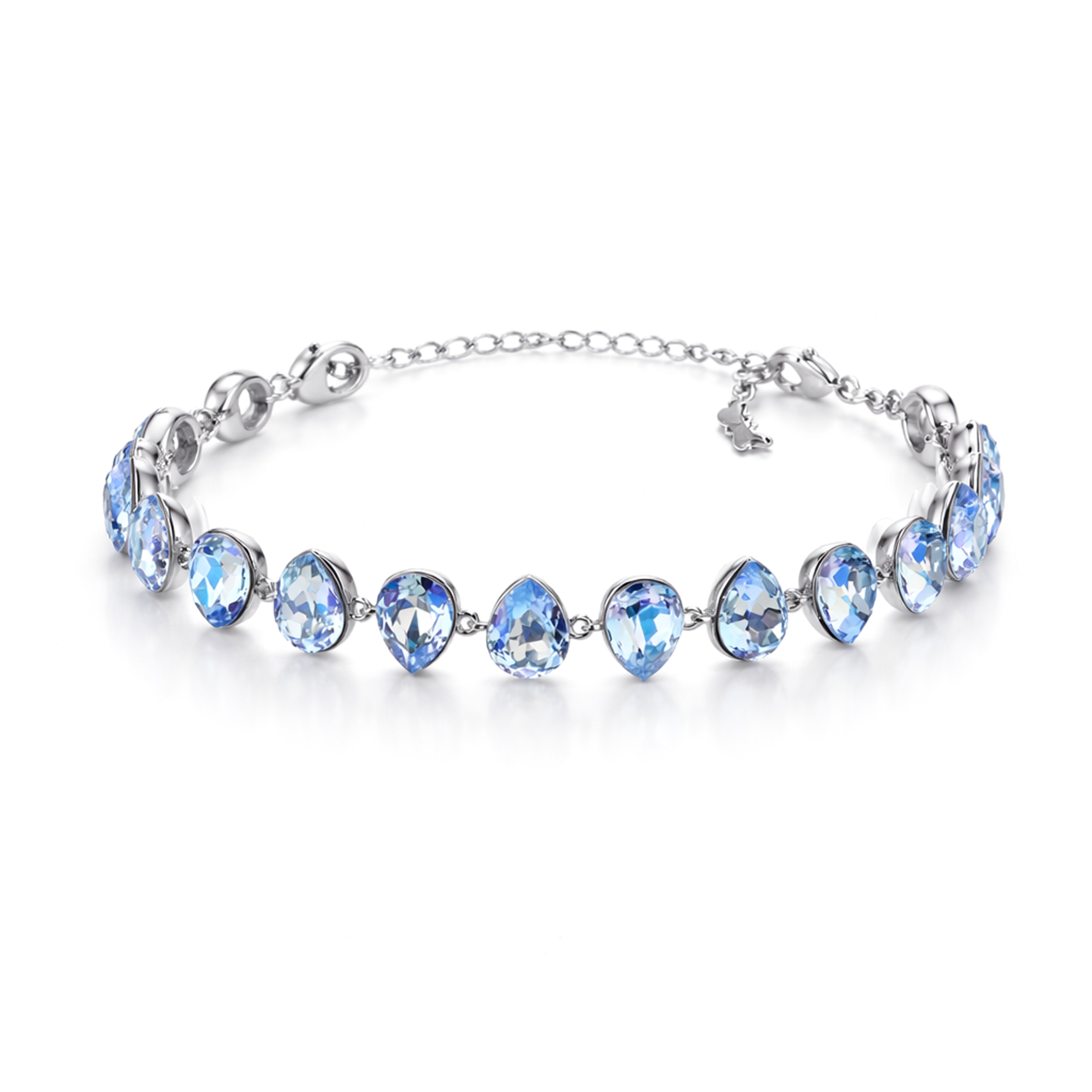 Pear-cut crystal adjustable bracelet — variable colour - Sky Blue