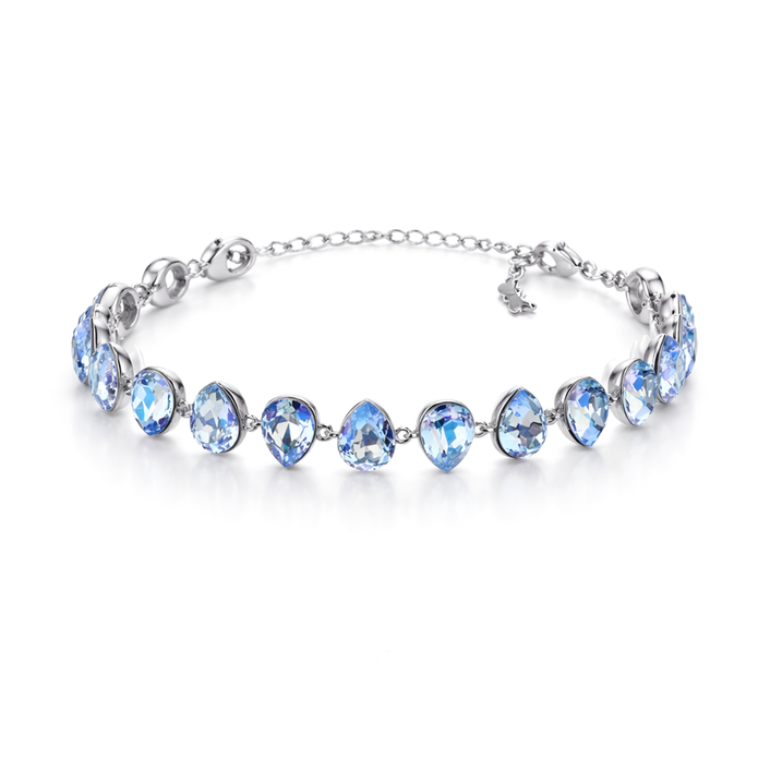 Pear-cut crystal adjustable bracelet — variable colour - Sky Blue