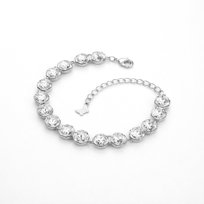 Octagonal crystal adjustable bracelet — variable colour - Clear