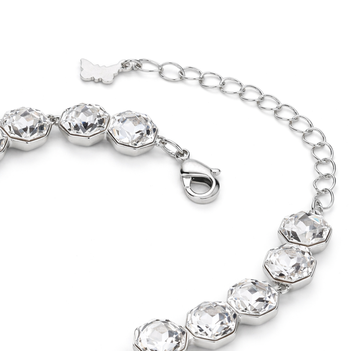Octagonal crystal adjustable bracelet — variable colour - Clear